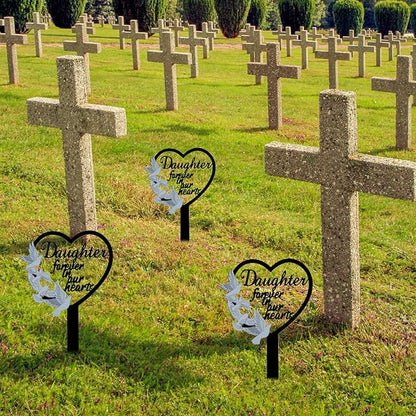 HPMAISON 11 inch Metal Daughter Memorial Stake Grave Decorations for Cemetery Gravesite Sympathy Markers Waterproof Memorial Gifts for Loss of Daughter Tombstones Plaque Outdoors Lawn Yard Decor