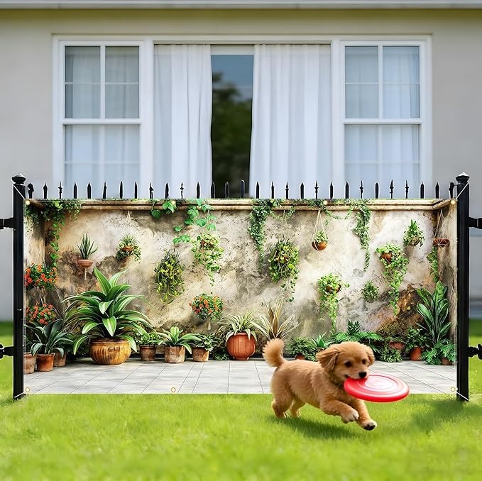 Large Garage Door Cover 157.5x70.9in Garden Plant Garage Door Banner Outdoor Decorations with Grommets & Rope, Waterproof Garage Door Decorations for House Exterior Spring Patio Decor