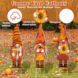 Umigy 3 Pcs Thanksgiving Yard Decor Cute Fall Gnome Yard Sign with Stakes 32 x 10 Inch Autumn Gnome Outdoor Lawn Decor, Outside Thanksgiving Garden Decoration for Home Pathway Walkway