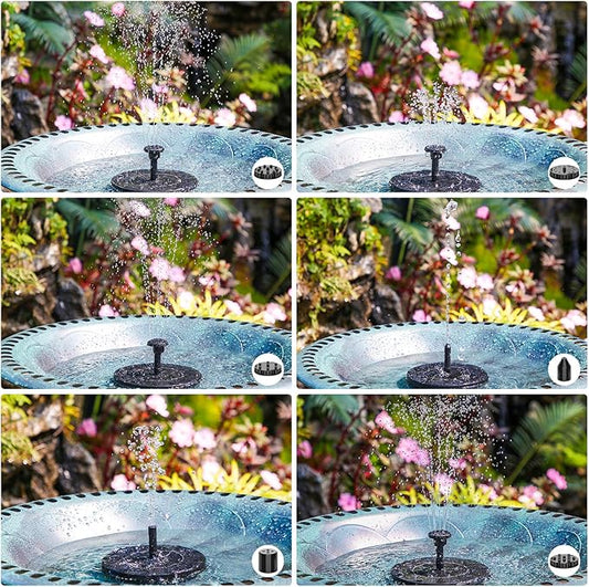 2.5W Solar Fountain for Bird Bath 2026 Upgraded, Solar Bird Bath Fountain with 4 Fixed Rods & 6 Nozzles for Garden, Pond, Pool, and Patio – No Battery Required, Attracts Hummingbirds & Wildlife