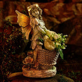 Garden Statue with Planter, Fairy Sculpture Flower Pot with Solar Light for Home Garden Planter Decoration, Yard Decor,Resin H 15 Inch (Fairy with Planter)