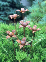 Rusty Flowers Set of 6, Garden Stakes, Metal Garden Decor, Yard Art, Outdoor Decor, Rusty Metal Garden Decor