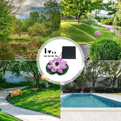 Solar Water Fountain - Garden Decor Solar Bird Fountain,Led Powered Ponds, Led Pond Pump Bird Bath, Lily Outdoor Ponds with 8 Nozzles, Water Pump for Outside Pond and Backyard
