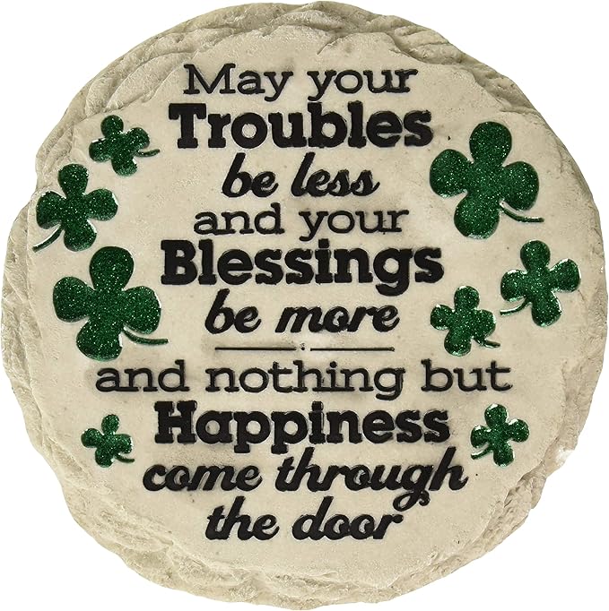 Spoontiques St Patrick's Day May Your Troubles Stepping Stone - Decorative Garden Stone for Yard, Patio, Garden or Walkway - Outdoor or Indoor Home Decor