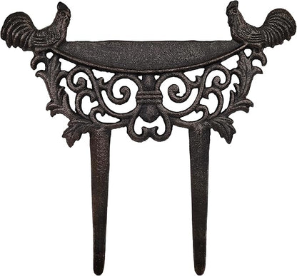 Lulu Decor, Cast Iron Garden Boot Scraper, Solid Decorative Design with Pointed Bottom for Easy in ground use, H 10" W 11"(1 pc Rooster)