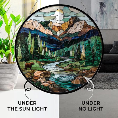 National Park Stained Glass Suncather Window Hangings, Suncatchers Colorful Glass Panel Sun Catchers Gifts, Decoration for Home Garden Christmas Party Wedding