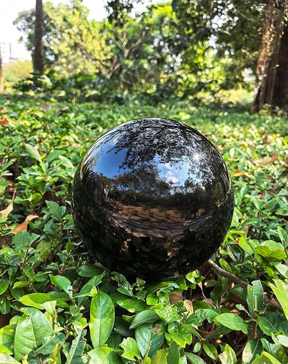 Gazing Ball for Garden Decor - 8-Inch Hollow Metal Sphere for Outdoor & Indoor Use, Patio, Yard, Flower Bed Accent Piece (Black)