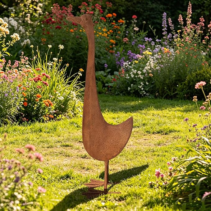 Metal Garden Decor for Outside, Rusty Duck Outdoor Garden Statues,21.7" Vintage Rustic Duck Figurine Sculptures Yard Art Animal Ornaments Patio Lawn Backyard Decor