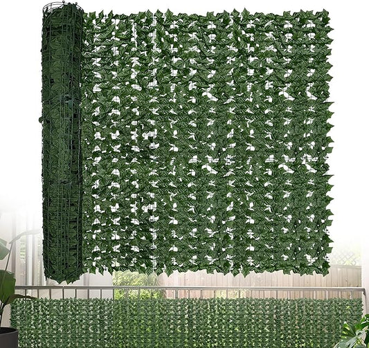 Artificial Ivy Privacy Fence Screen: 60"x 200" (84 Sqft) Anti-Ultraviolet Artificial Hedge Grass Wall, Used for Indoor and Outdoor Green Background, Garden Greening Decoration