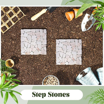 Sasylvia 6 Pcs 12 Inch Stepping Stones Pavers for Outside Walkway, Square Marble Riverstone Decor Pathway Stepping Stones for Patio Backyard Garden Walkway Pathway Outdoor Lawn Yard Decorations
