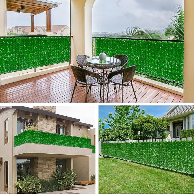 Bybeton 60" x 120" Artificial Ivy Privacy Fence Screen, UV Protected Faux Ivy Privacy Fence Roll, 50 Sq. Ft. Dense Greenery Wall Panels for Outdoor Patio, Garden, Balcony and Backyard Decor