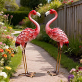 Ratuor Metal Flamingo Yard Decor Garden Statues,Outdoor Pink Flamingo for Backyard Patio Porch Decoration,Valentine's Day,Wedding,Party,Lawn Decorations (2)