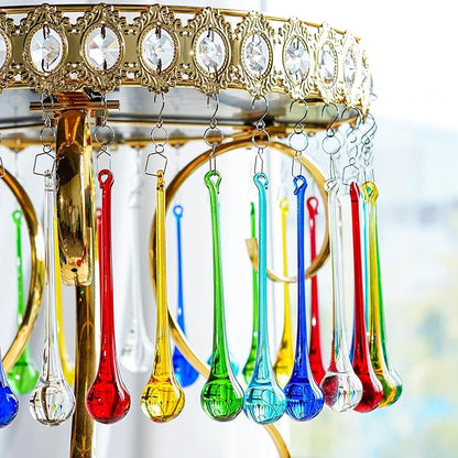 H&D 6pcs 5.9inch Mix Color Large Crystal Raindrop Chandelier Prisms Hanging Drops Pendants DIY Parts