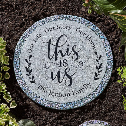 Let's Make Memories Personalized Floral Garden Stones - This is Us Path Stones for Families - Garden Décor - Customize with Message & Names - Large
