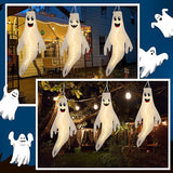 3PCS 43 Inch Halloween Lighted Hanging Ghost Windsocks Hanging Decorations for Tree, Fall LED Flag Wind Socks for Home Yard Outdoor Autumn Decor Party Supplies (Batteries Not Included,No Timer)