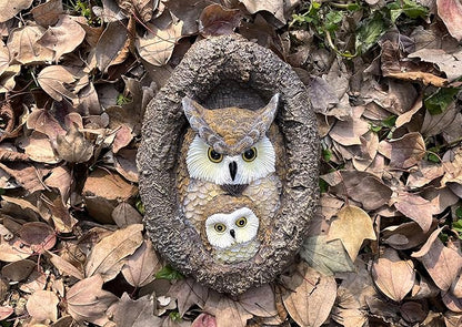 Resin Owl Mum&Baby Tree Hugger- Hanging Statue for Tree Decoration-Outdoor Tree Décor for Garden Yard Fence-9.5 Inch(Owl Mum&Baby)