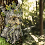 Teaeeno Whimsical Tree Face Garden Decoration, 9.8 in Tree Faces Decor Outdoor Wallmounted Statue Art with Leaf Features, Outdoor Decor Garden Accessory (Nature and Outdoors)