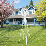 Outvita 8FT Ornamental Windmill for Yard, Heavy Duty Durable Metal Weather Vane Garden Decoration Weather Resistant for Garden, Farm, Seaside