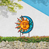 Glitzhome 36.25" H Metal Sun and Moon Garden Stake Decor, Rustic Sun and Moon Yard Art or Antique Wall Decor Outdoor Decorative Garden Decor