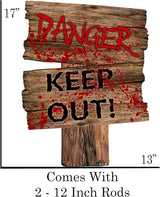 Large Beware Danger Haunted Keep Out Halloween Yard Sign Home Outdoor Lawn Decoration With Stakes Scary Spooky Decor 17x13 Inches (Danger)