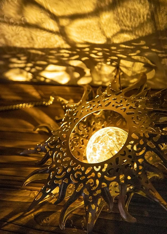Sun Solar Wind Chimes for Outside Lights Prefert Gifts for Mom Wife Unique Crackle Glass LED Warm Light Outdoor Hanging Decor Windchimes for Garden Yard Patio Christmas Birthday Mothers Day
