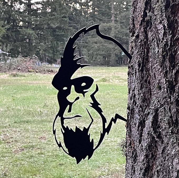 POMOTER Metal Wall Art Statues/Bigfoot Peeking/Sasquatch/Big Foot/Garden Stake/Tree Stake/Garden Art/Backyard Decor Perfect for Mother's Day/Father's Day