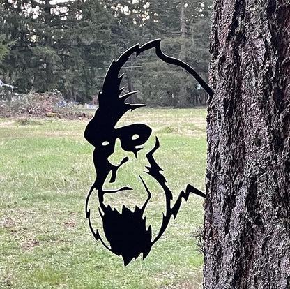 POMOTER Metal Wall Art Statues/Bigfoot Peeking/Sasquatch/Big Foot/Garden Stake/Tree Stake/Garden Art/Backyard Decor Perfect for Mother's Day/Father's Day
