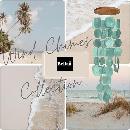 Bellaa Wind Chimes for Outside Capiz Sea Glass Shells 27 inch Outdoor Windchimes Home Garden Patio Yard Lawn Unique Gifts Mom Grandma (Y Pink Round)