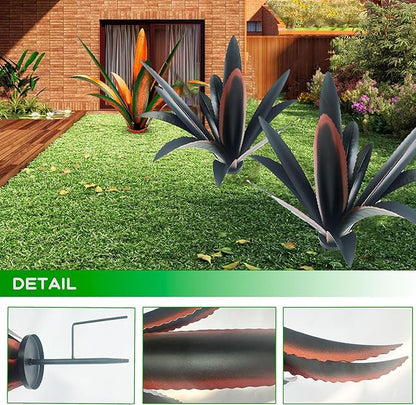 DIY Metal Agave Plant Art Yard Tequila Art Sculpture (9 Leaves -Black)