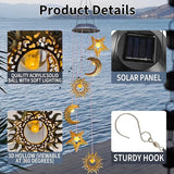 2 Pack Solar Wind Chimes for Outside Lights Sun Moon Star Outdoor Hanging Decor Warm Lights Prefert Gifts for Mom Wife Outdoor Windchimes for Garden Yard Patio Christmas Birthday Mothers Day