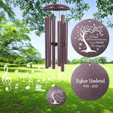 Memorial Engraved Wind Chimes Personalized, Tree of Life Wind Chimes for Loss Loved One Mother Father, Memorial Gifts for Sympathy Remembrance Bereavement, Produced in USA