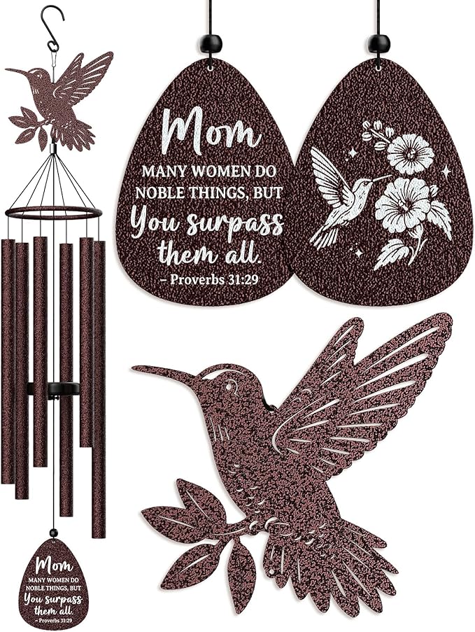 Aurahouse Mothers Day Birthday Gifts for Mom, 37'' Mom Wind Chimes, Christian Gifts for Moms, Mother Birthday Gift from Daughter Son, Religious Christmas Valentines Day Presents for Moms