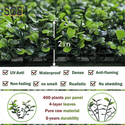 Bybeton 24Pcs 20"x20" (Total Covers 66.7 Sq. Ft.) Grass Wall Panels, Ultra-Dense 4-Layer Faux Greenery Backdrop, Flame Retardant & UV-Protected Hedge for Indoor Outdoor Decor, Party, Spring Decor