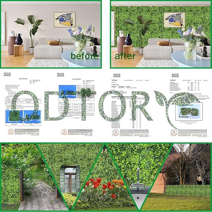 ODTORY Artificial Plant Wall Roll: 48 X120 in (40 sqft) UV-Anti Ivy Privacy Fence Screen Faux Greenery Panels Backdrop Boxwood Ivy Vine Leaf Hedge Fence for Indoor Outdoor Green Decor