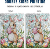 Easter Bunny Garden Flag Stained Glass Rabbit Flag Easter Egg Yard Flag for Outside 12x18 Double Sided Lily Spring Outdoor Flag Small