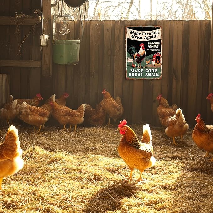 Funny Chicken Coop Signs and Accessories, Make Farming Great Again, Patriotic Farmhouse Metal Wall Art for Coop Farm Stand Chicken Farm Fresh Butt Nuggets Sign 8×12 Inch (green chicken coop)