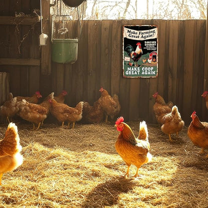 Funny Chicken Coop Signs and Accessories, Make Farming Great Again, Patriotic Farmhouse Metal Wall Art for Coop Farm Stand Chicken Farm Fresh Butt Nuggets Sign 8×12 Inch (green chicken coop)