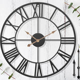 Outdoor Clock – 20 in Large Black Metal Outdoor Wall Clock for Patio/Pool Area – Farmhouse Decorative Outdoor Clocks Sient Battery Operated – Vintage Industrial Outside Clock for Garden, Backyard