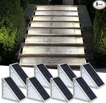 AUDLES LED Solar Step Lights Waterproof Outdoor Stair Lights, Solar Deck Light Outdoor Decor IP67 Solar Lights for Yard, Patio, Garden, Walkways, Front Door, Pathway, Driveway (8)