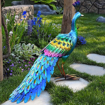 chisheen Metal Peacock Statue Garden Decor Yard Art Sculpture Outdoor Decoration for Lawn,Patio,Backyard,Housewarming Birthday Gifts for Women,Mom,Grandma