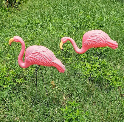 Zugar Land Large Pink Flamingo Yard Ornaments (Pack of 2 Different Designs) Tall. Great Garden Decor