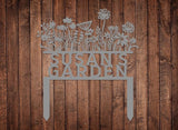 Personalized Flowers Garden Sign with Stakes, Custom Flowers Metal Garden Decor, Sign for Flower Beds, Metal Yard Art, Gift for Grandmother, Gift for Mom, Patio Garden Decorations, Housewarming Gift