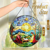 8'' Stained Glass Suncatcher Decor, Window Hanging, Nativity Scene Ornament, Religious Christmas Ornaments, Christian Holiday Decor, Gifts for Christmas, Christian Gift, Religious Gift
