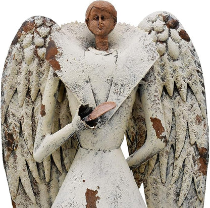 Linfevisi Garden Angel Statue Decor Rustic Metal Angel Sculpture Garden Yard Art Heavenly Home Decor Antiqued Accent Housewarming Garden Gift (Style 2)