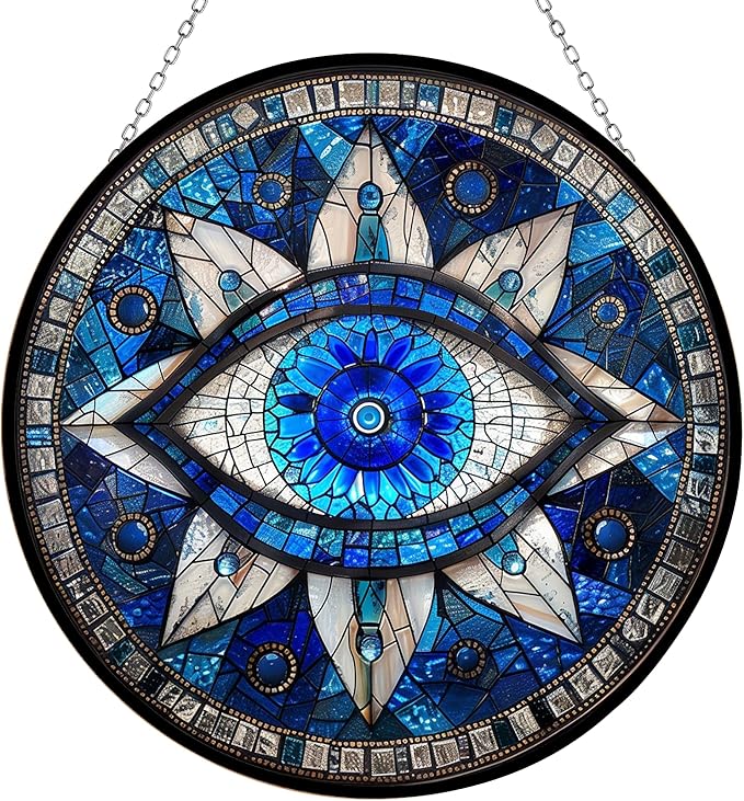 Evil Eye Suncatcher Stained Glass Window Hangings for Women Mom Red Birds Sun Catchers Colorful Ornament Bird Lovers Gift Gifts for Women Mom Wife