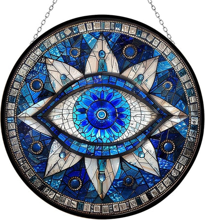 Evil Eye Suncatcher Stained Glass Window Hangings for Women Mom Red Birds Sun Catchers Colorful Ornament Bird Lovers Gift Gifts for Women Mom Wife