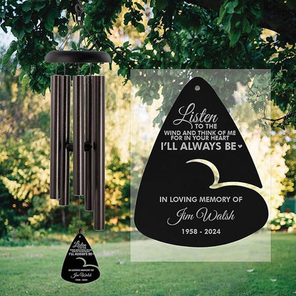 Personalized Listen to The Wind Memorial Wind Chime (44" Silver)