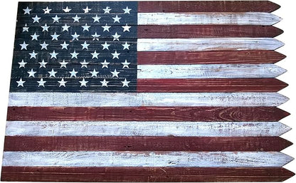 Wooden American Flag Sign Wall Décor, (36" x 24") Rustic Farmhouse Decoration, Outdoor/Indoor - Backyard Expressions