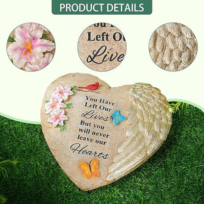 Memorial Garden Stones with Heartfelt Quote, Sympathy Gifts for Loss of Loved One, Bereavement Memorial Statue for Outdoor or Indoor Decor, Waterproof Stone for Grave Decoration(10 Inch)