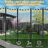 AHRLHR 4 Pack String Light Poles, Outdoor String Light Pole 10ft Forked Metal Light Pole with Adjustable Outdoor Light Stand, Deck, Backyard, Garden, Wedding, Rustproof and Sturdy with Hooks